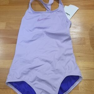 Nwt Girls Size Medium Nike Racerback  One-Piece Swimsuit Purple